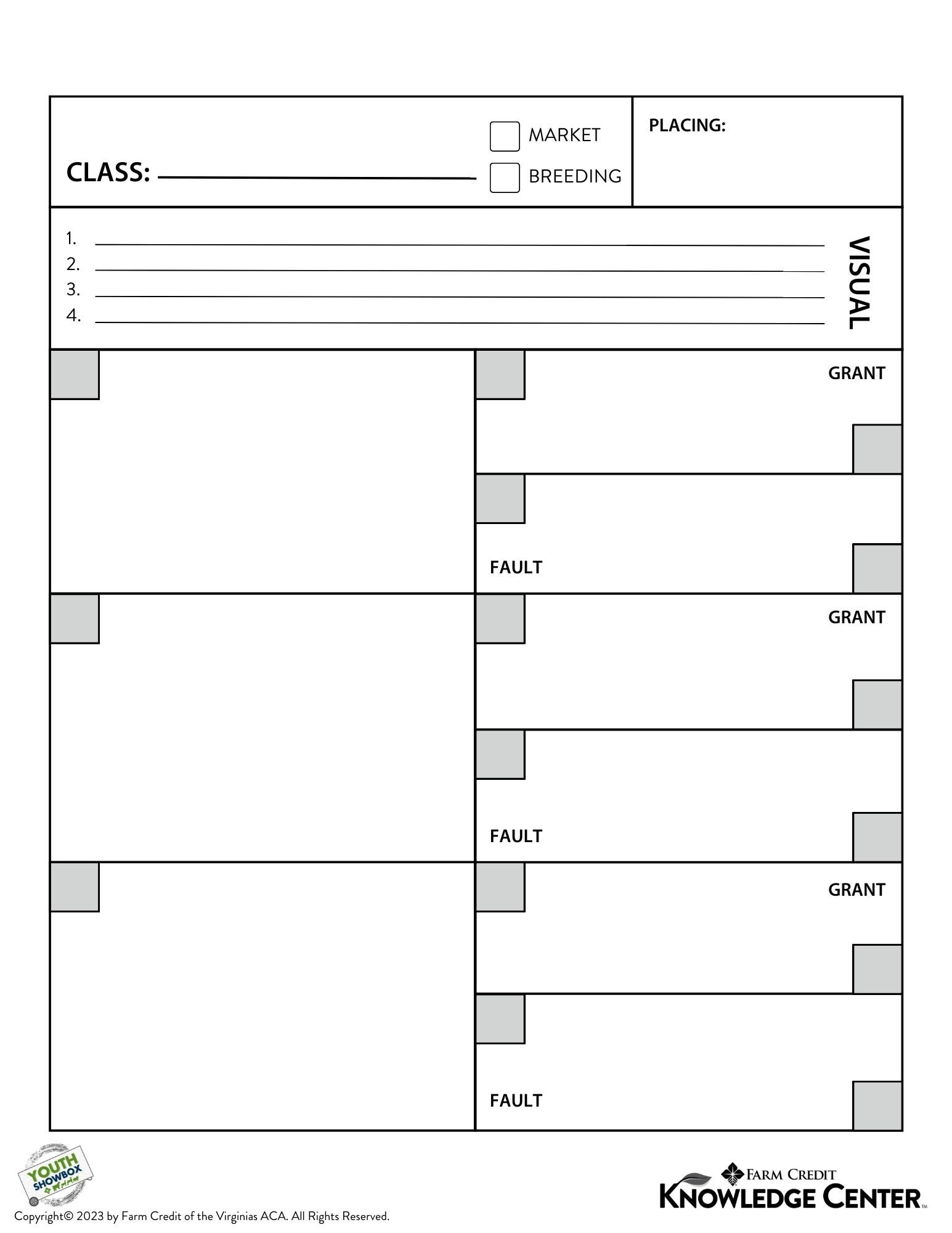 youth livestock judging sheet