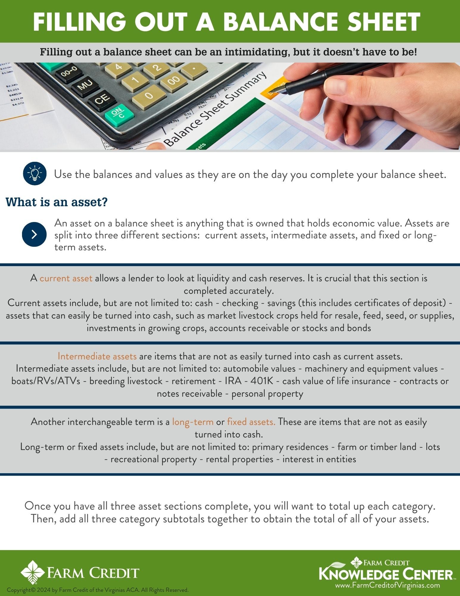 Filling out a balance sheet resource guide page 1