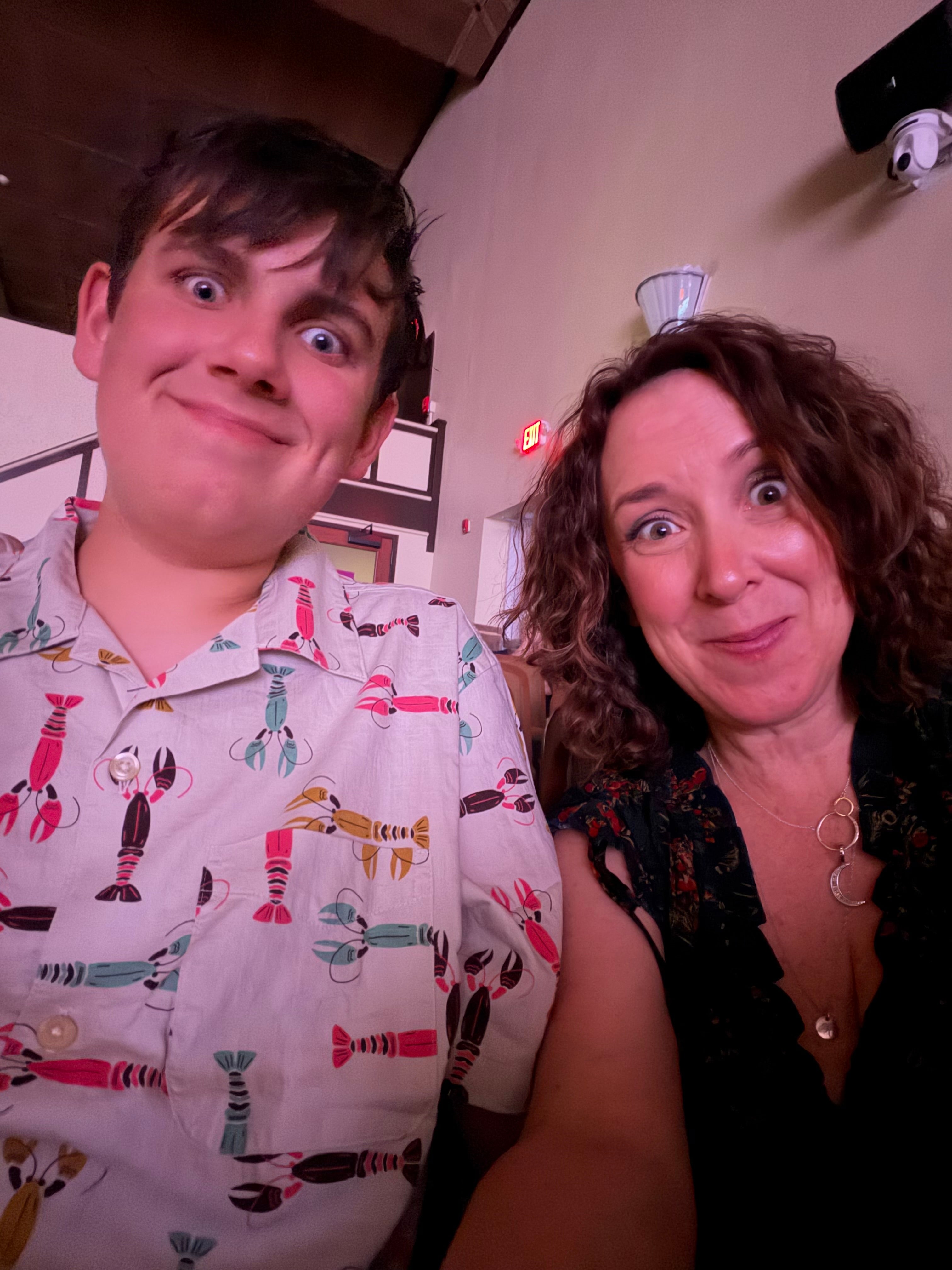 mother and son selfie at play