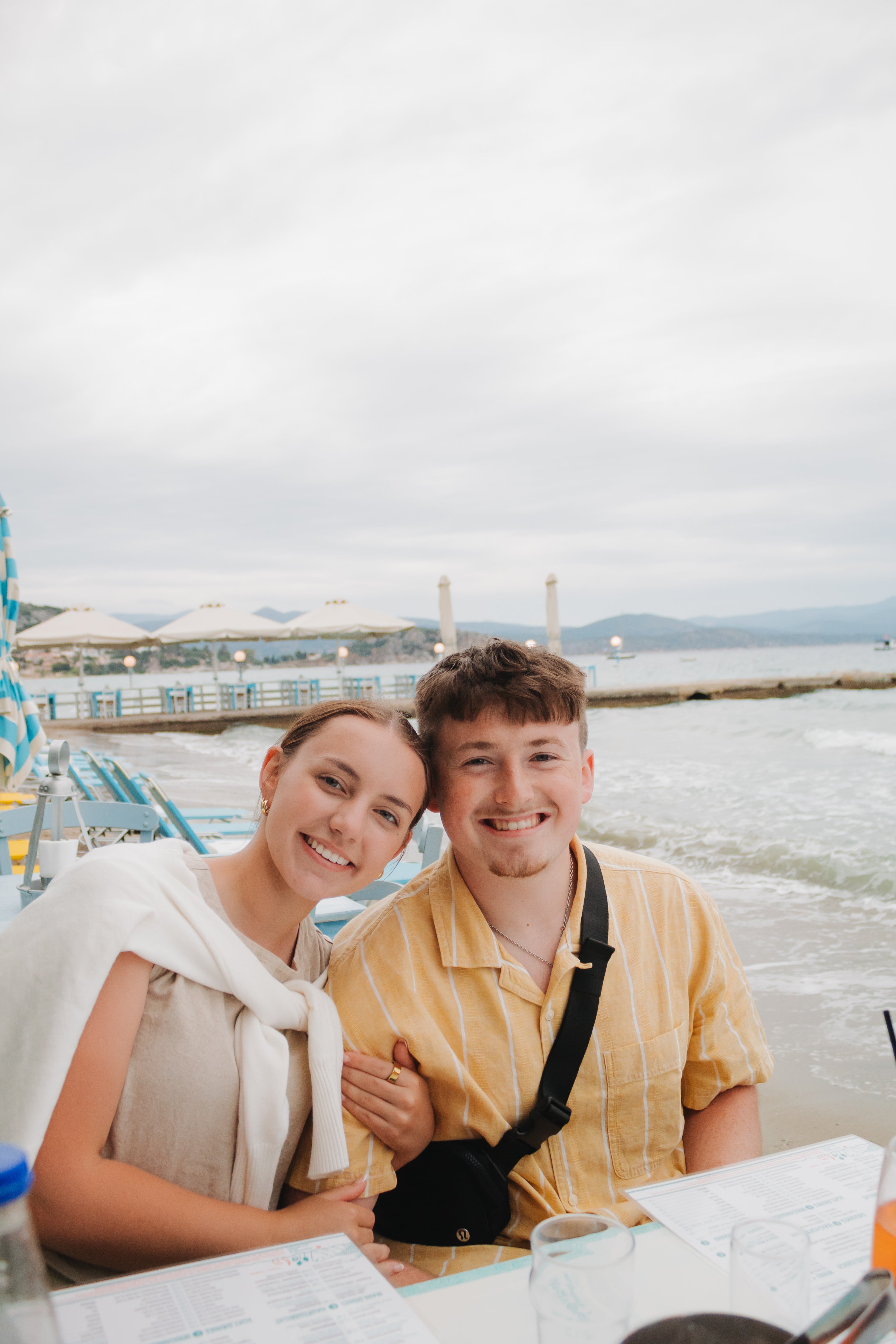 Couple at restaurant by the water