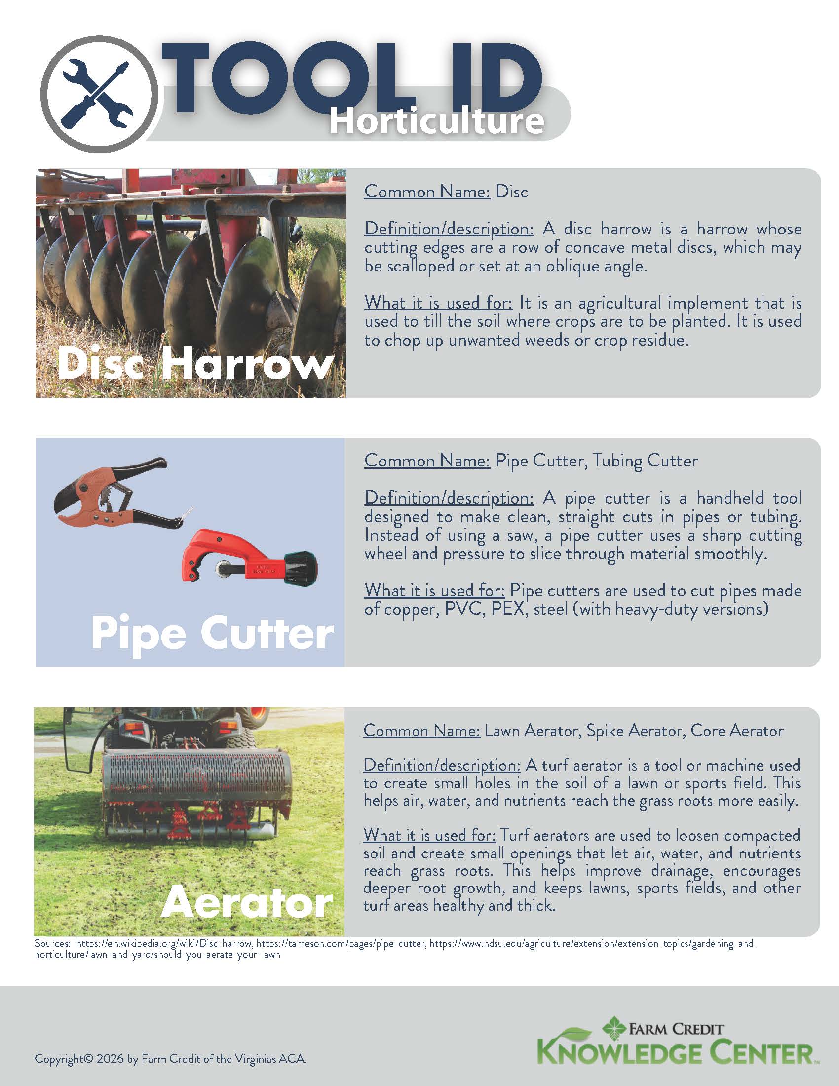 image of horticulture tool id infographic